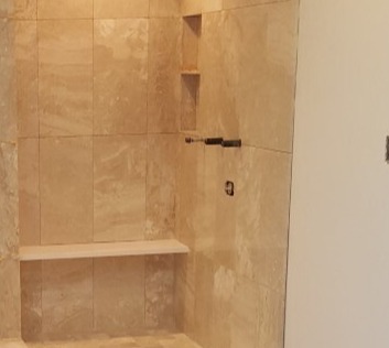 Marble Shower with Bench and Pocket
