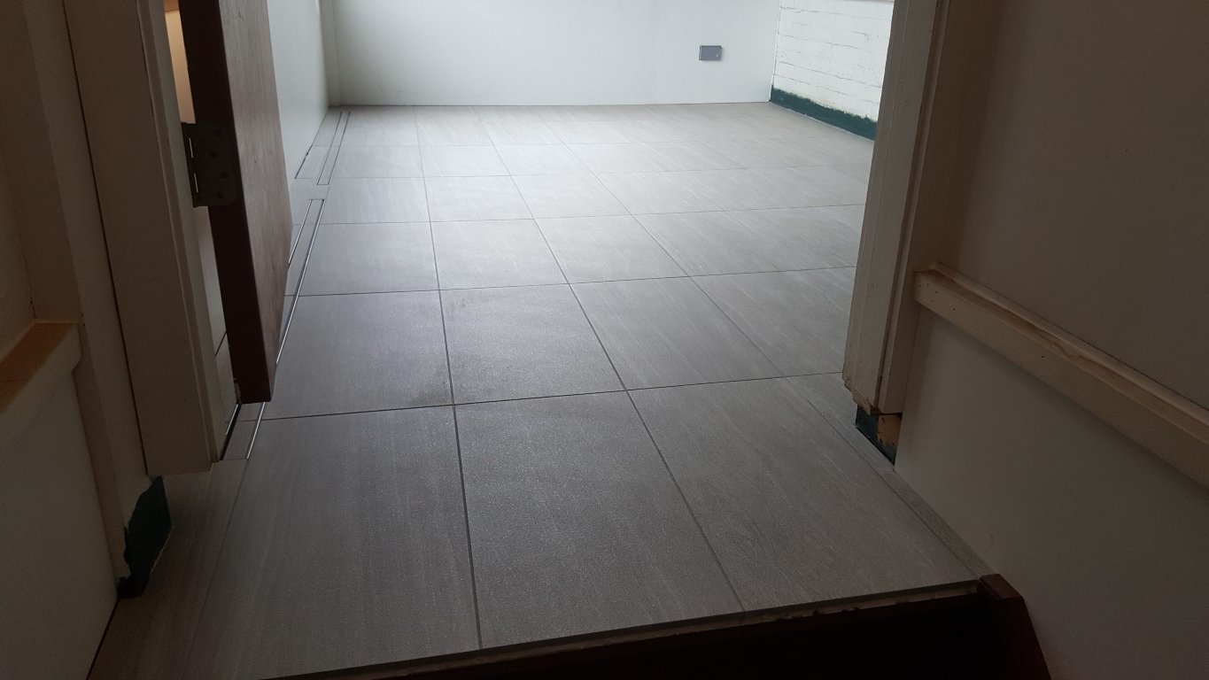 Porcelain Rear Exterior Porch with Linear Drain 